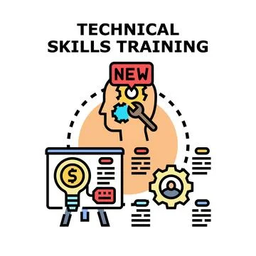 Technical skills training developing professional expertise Stock Illustration