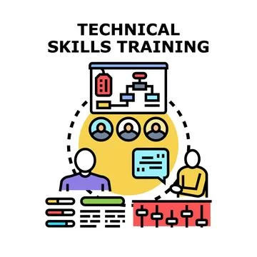 Technical skills training developing professional abilities Stock Illustration