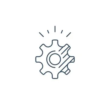 Technical smart solution, cogwheel line icon, integration concept Ilustração Stock