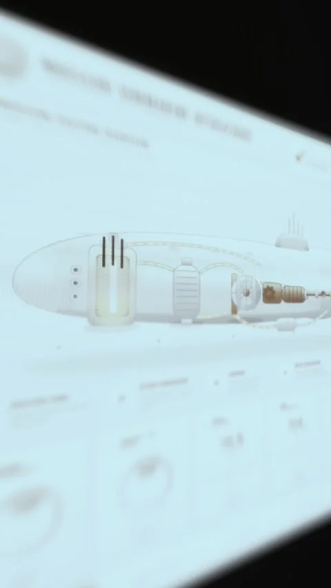 Technical Spacecraft Schematic On Clean Mission Control Display 4K Stock-Footage 341846010