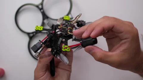 Technical Specialist assembly after repair drone fpv quadrocopter Stock Footage 244335251