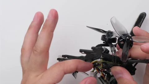 Technical Specialist assembly drone fpv quadrocopter after repair Stock Footage 244334852