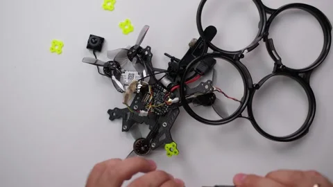 Technical Specialist assembly drone fpv quadrocopter after repair Stock Footage 244335062