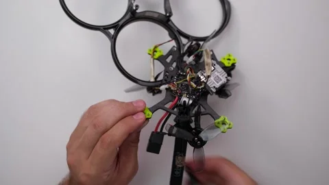 Technical Specialist assembly drone fpv quadrocopter after repair Stock Footage 244335776