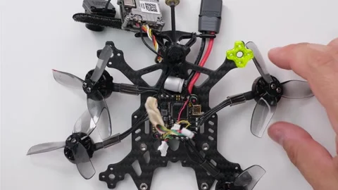 Technical Specialist assembly fpv drone quadrocopter after repair Stock Footage 244334670