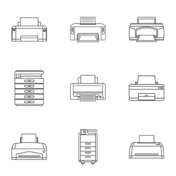 Technical specialist icons set, outline style Stock Illustration