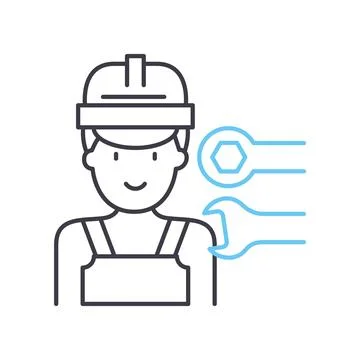 Technical specialist line icon, outline symbol, vector illustration, concept Stock Illustration