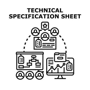 Technical specification sheet creating and managing process Stock Illustration