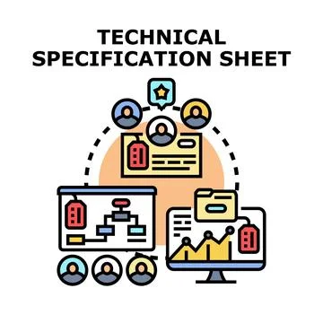 Technical specification sheet creating and managing process Stock Illustration