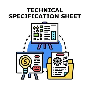 Technical specification sheet creating business project concept Stock Illustration