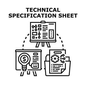Technical specification sheet creating business project concept Stock Illustration