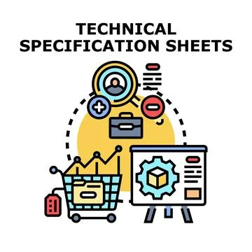 Technical specification sheets concept vector illustration Stock Illustration