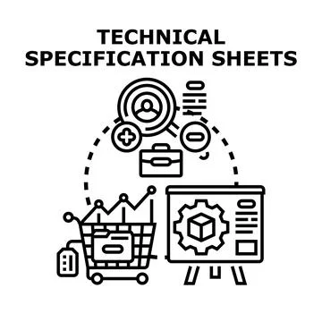 Technical specification sheets concept vector illustration Stock Illustration