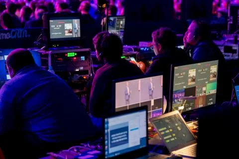 Technical staff is working on the show 写真素材