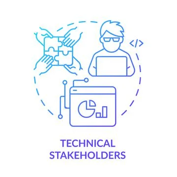 Technical stakeholders blue gradient concept icon Stockillustratie