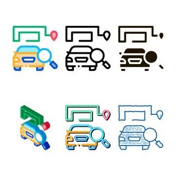 Technical study of machine icon vector outline variations Illustrazione stock