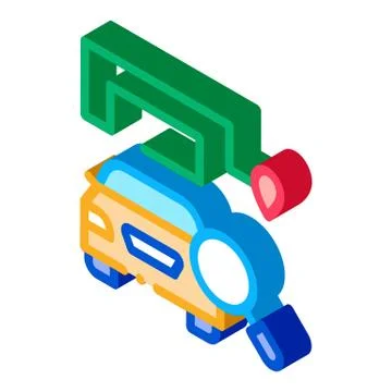 Technical study of machine isometric icon vector illustration Stock Illustration