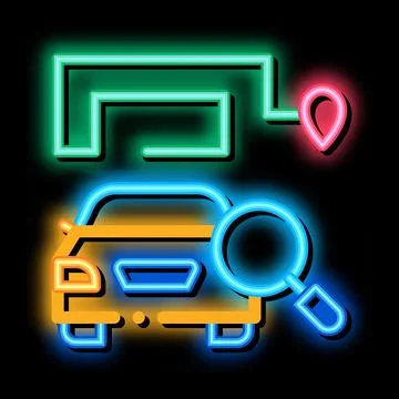 Technical study of machine neon glow icon illustration Stock Illustration