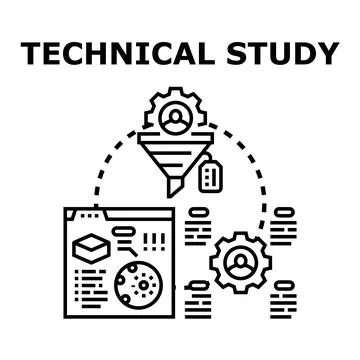 Technical study planning process analyzing data Stockillustratie