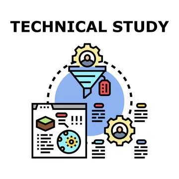 Technical study planning process analyzing data Stock Illustration