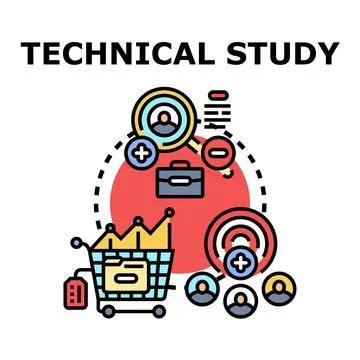 Technical study researching market data and business analytics 库存插图