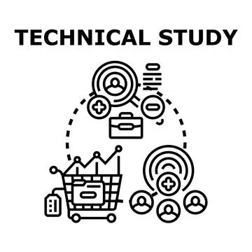 Technical study researching market data and business analytics 库存插图