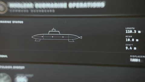Technical submarine operations interface presents a side profile Stock Photos
