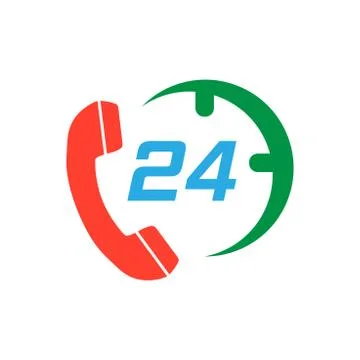 Technical support 24/7 vector icon in flat style. Phone clock help illustrati Stock-Illustration