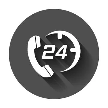 Technical support 24/7 vector icon in flat style. Phone clock help illustrati Stock-Illustration