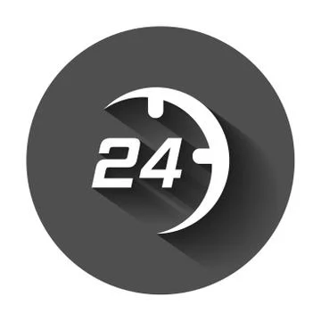 Technical support 24/7 vector icon in flat style. Phone clock help illustrati Stock-Illustration
