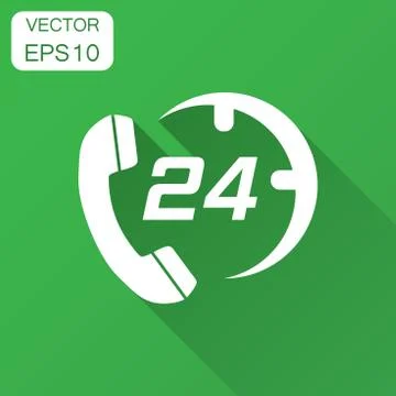 Technical support 24/7 vector icon in flat style. Phone clock help illustrati Stock-Illustration