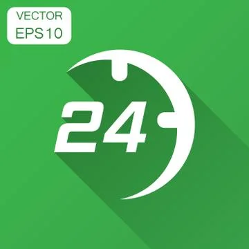 Technical support 24/7 vector icon in flat style. Phone clock help illustrati Stock Illustration