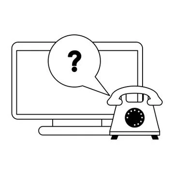 Technical support and customer service black and white Illustrazione stock