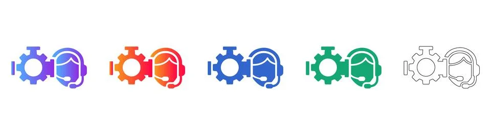 Technical Support and Customer Service Gear Icons Stock Illustration