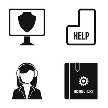 Technical support and customer service assistance icons Stock Illustration