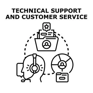 Technical support and customer service assisting people Stock Illustration