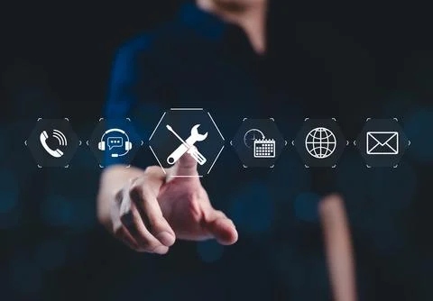 Technical Support and Customer Service Concept. Icon of tools, Stock Photos