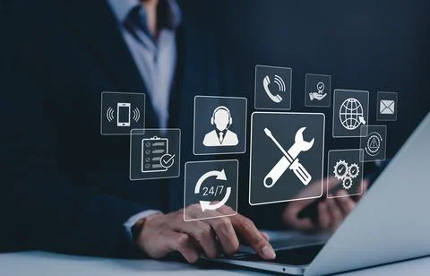 Technical support and customer service concept. Stock Photos