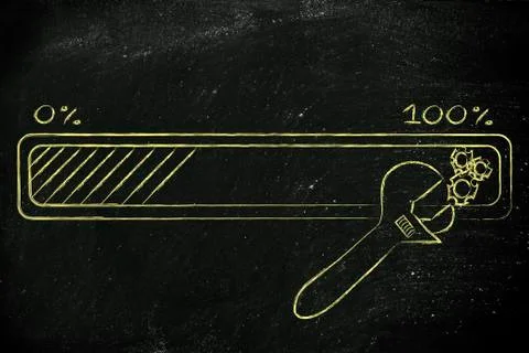 Technical support and fixing internet connection speed: progress bar and wren Ilustración de archivo