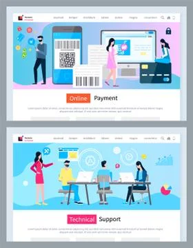 Technical Support and Online Payment Finances Web Stock Illustration