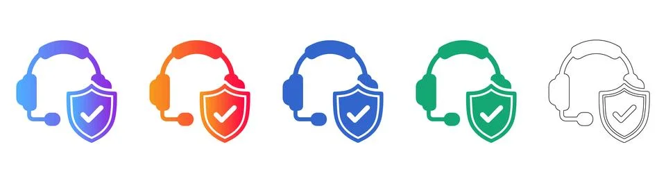 Technical Support and Secure Helpdesk Icons Stock Illustration