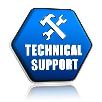 Technical support and tools sign in hexagon button Stock Illustration