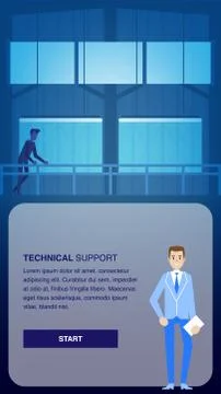 Technical Support Banner. Engineer in Datacenter Stockillustratie