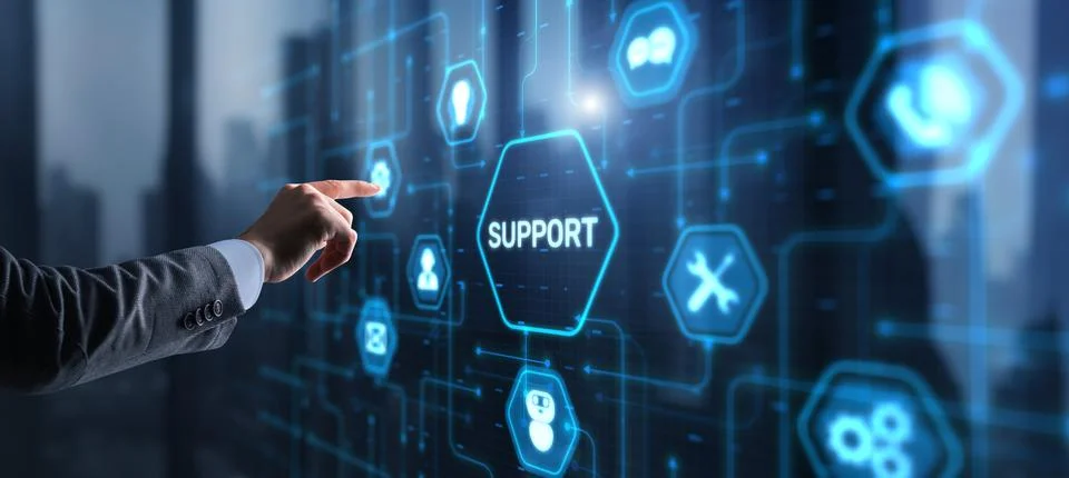 Technical Support Business Technology Internet Concept. Icon on virtual screen Stock Photos