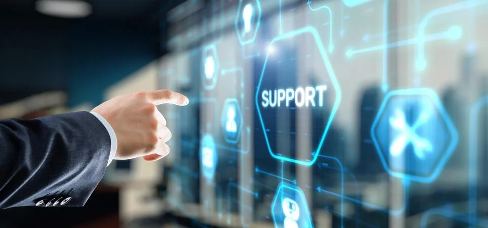 Technical Support Business Technology Internet Concept. Icon on virtual screen Stock Photos