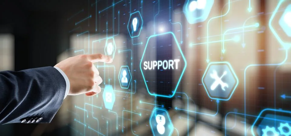 Technical Support Business Technology Internet Concept. Icon on virtual screen Stock Photos