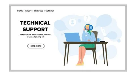 Technical Support Call Center Operator Vector Stock Illustration