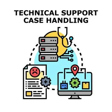 Technical support case handling process concept 库存插图