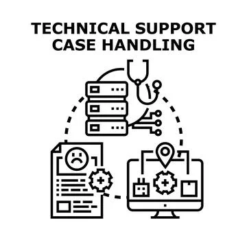 Technical support case handling process concept Stock Illustration