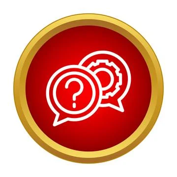 Technical support communication with question and gear icon Stock Illustration